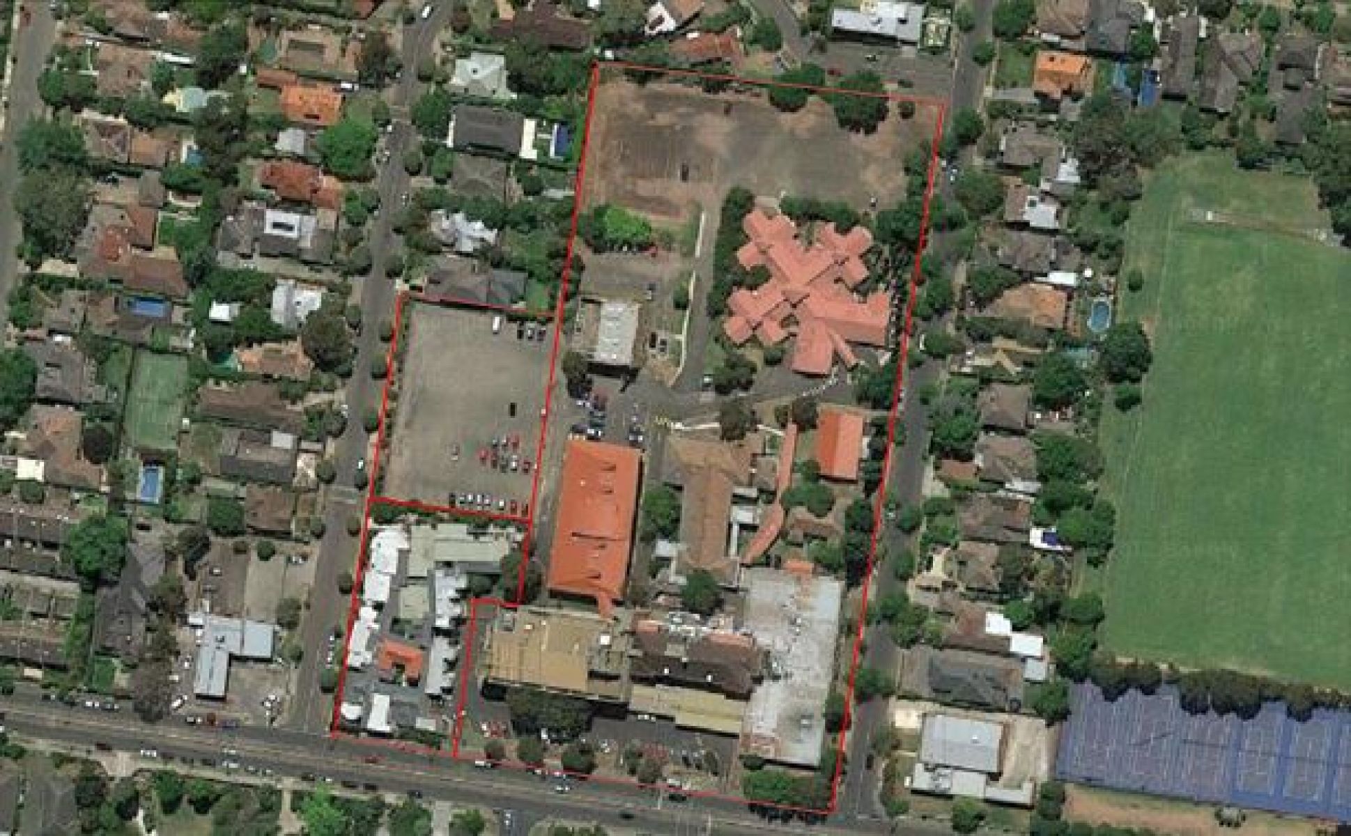 Aerial view of St Georges Hospital