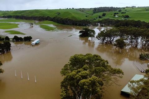 rural Victorian town flooded