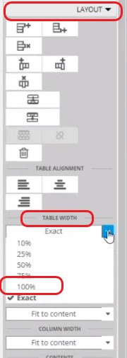 format a table in Authoring