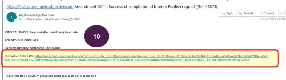 Successul Interim Publish email