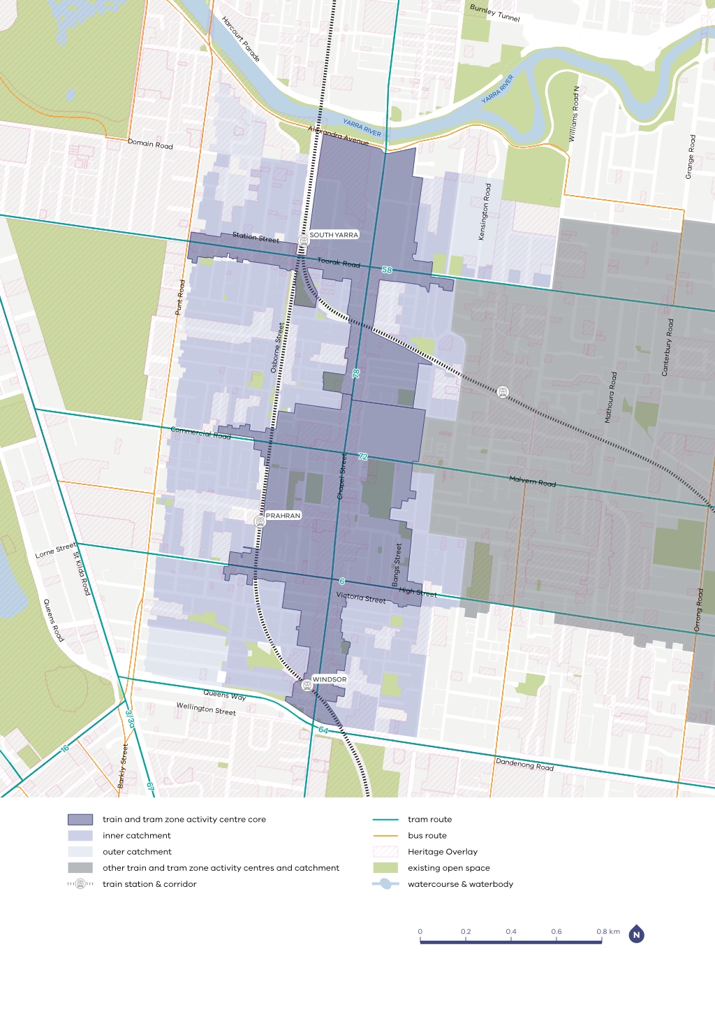 A map showing the South Yarra catchment area.