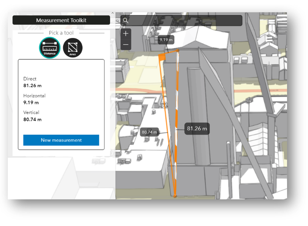 Screenshot of Vic3D 'Measure' interface showing 3D model and Measure controls.