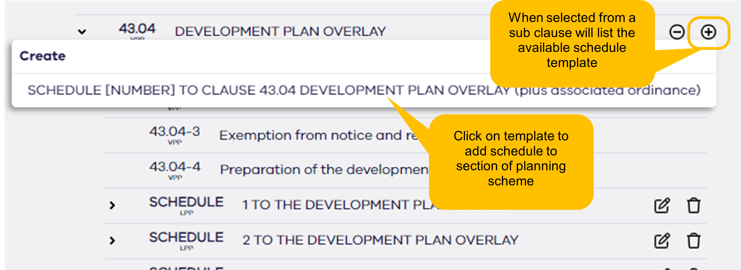 Highlighting of the create plus button and the schedule template