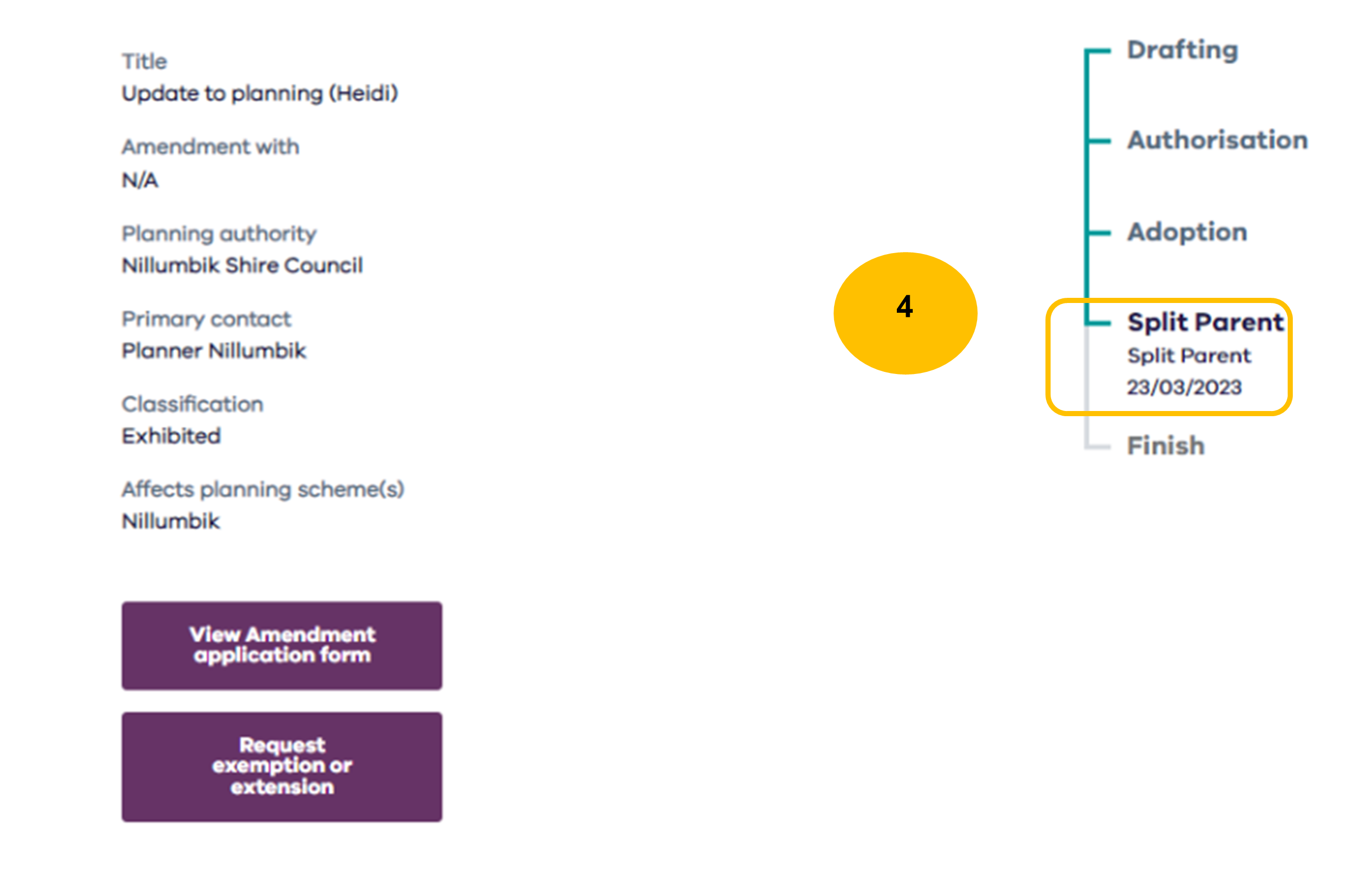 Step 4 highlighting the split parent progress bar