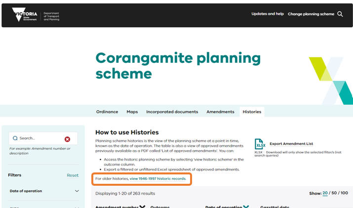 Tip for how to view a planning scheme from 1946 to 1997