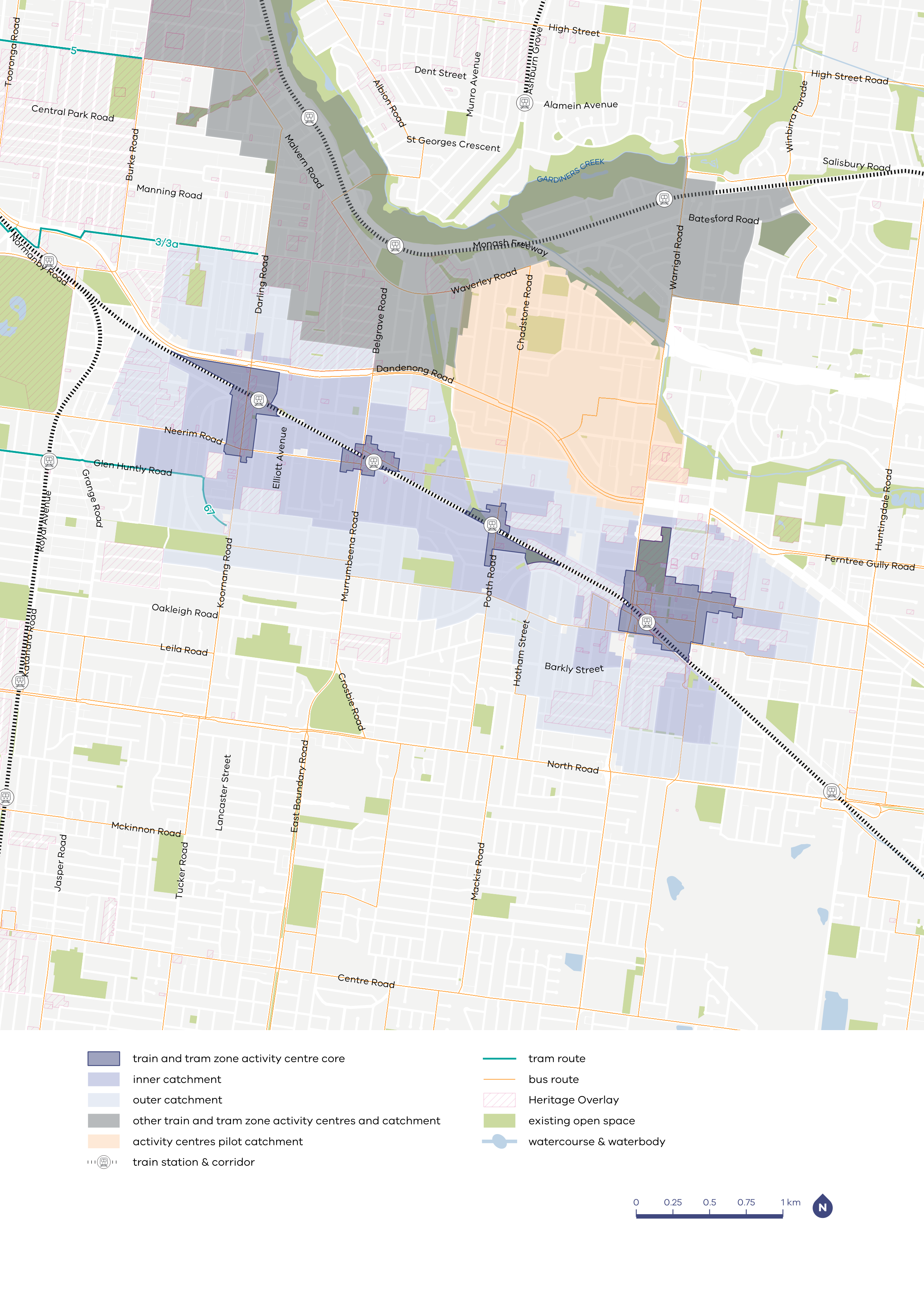 Carnegie to Oakleigh core and catchment map