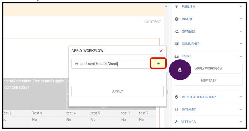 Select the Amendment Health Check Workflow