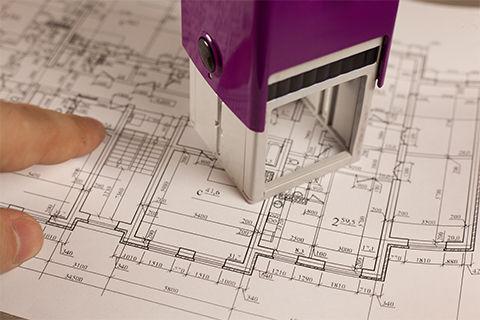 Property plan with stamp