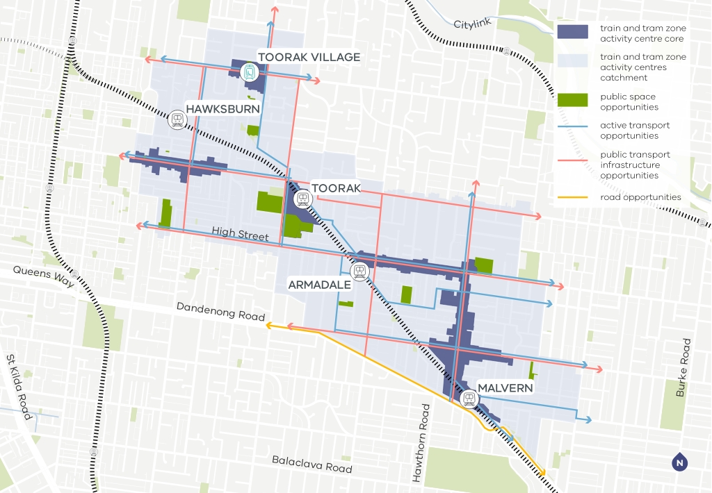 Map of infrastructure improvements for Toorak