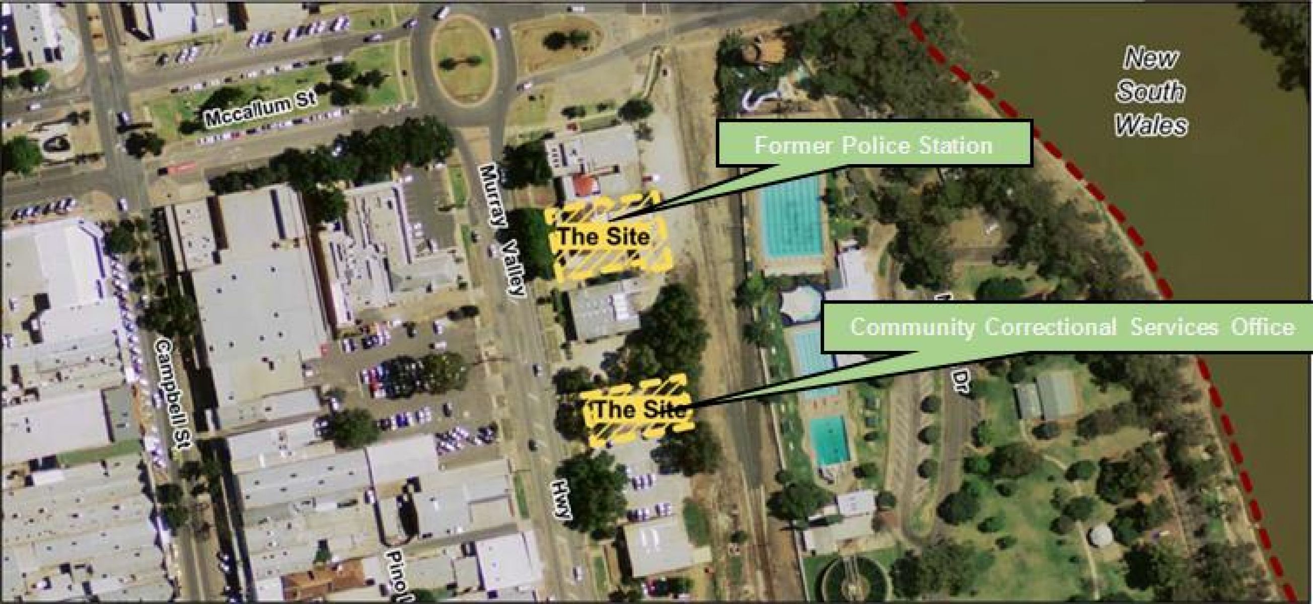 map of the aerial view of 119 & 123 Curlewis Street, Swan Hill