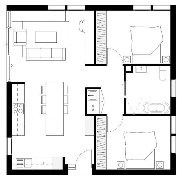 Apartment floorplan by Spiral Architects Lab
