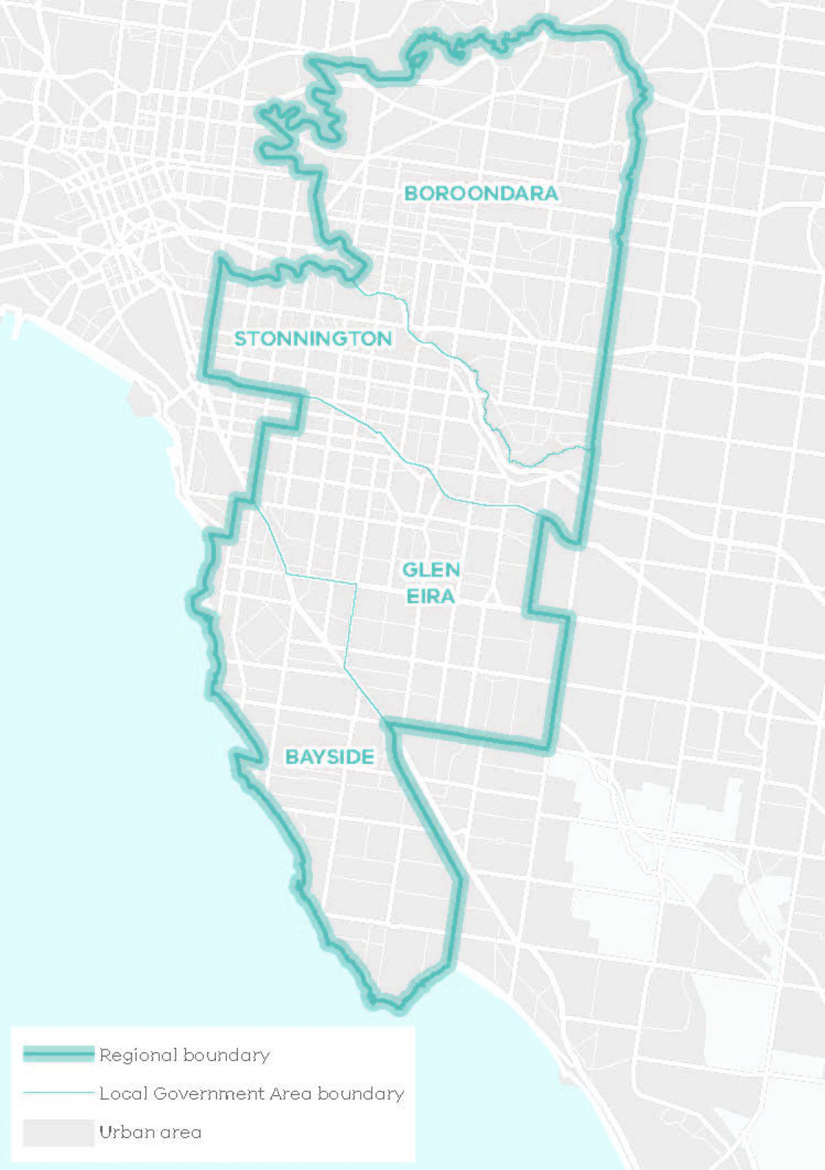 Inner South East Regional Snapshot showing the local government areas