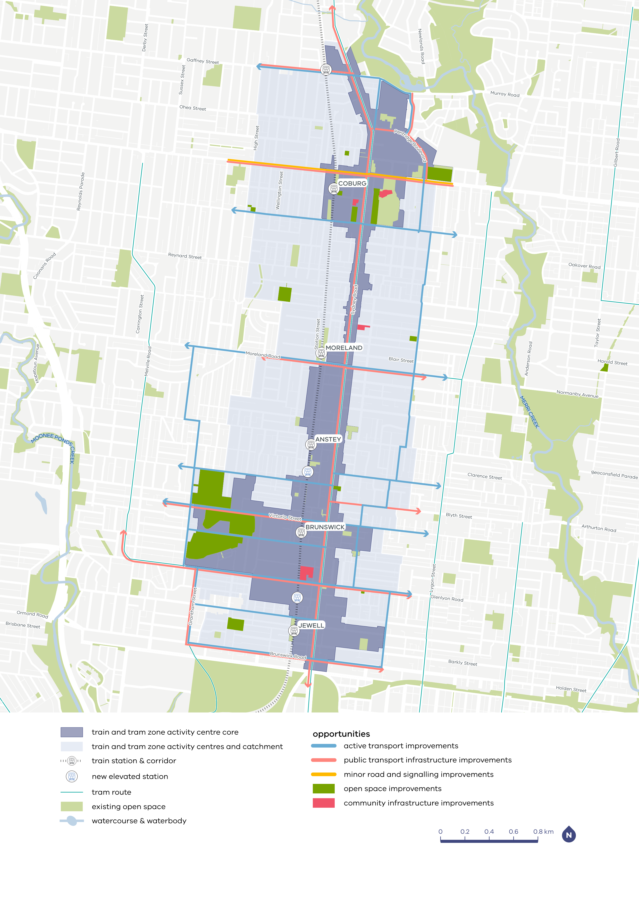 Map showing 2051 indicative improvements for Merri-bek