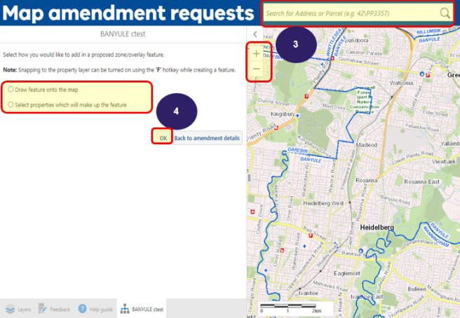 Select preferred option to mark up the map