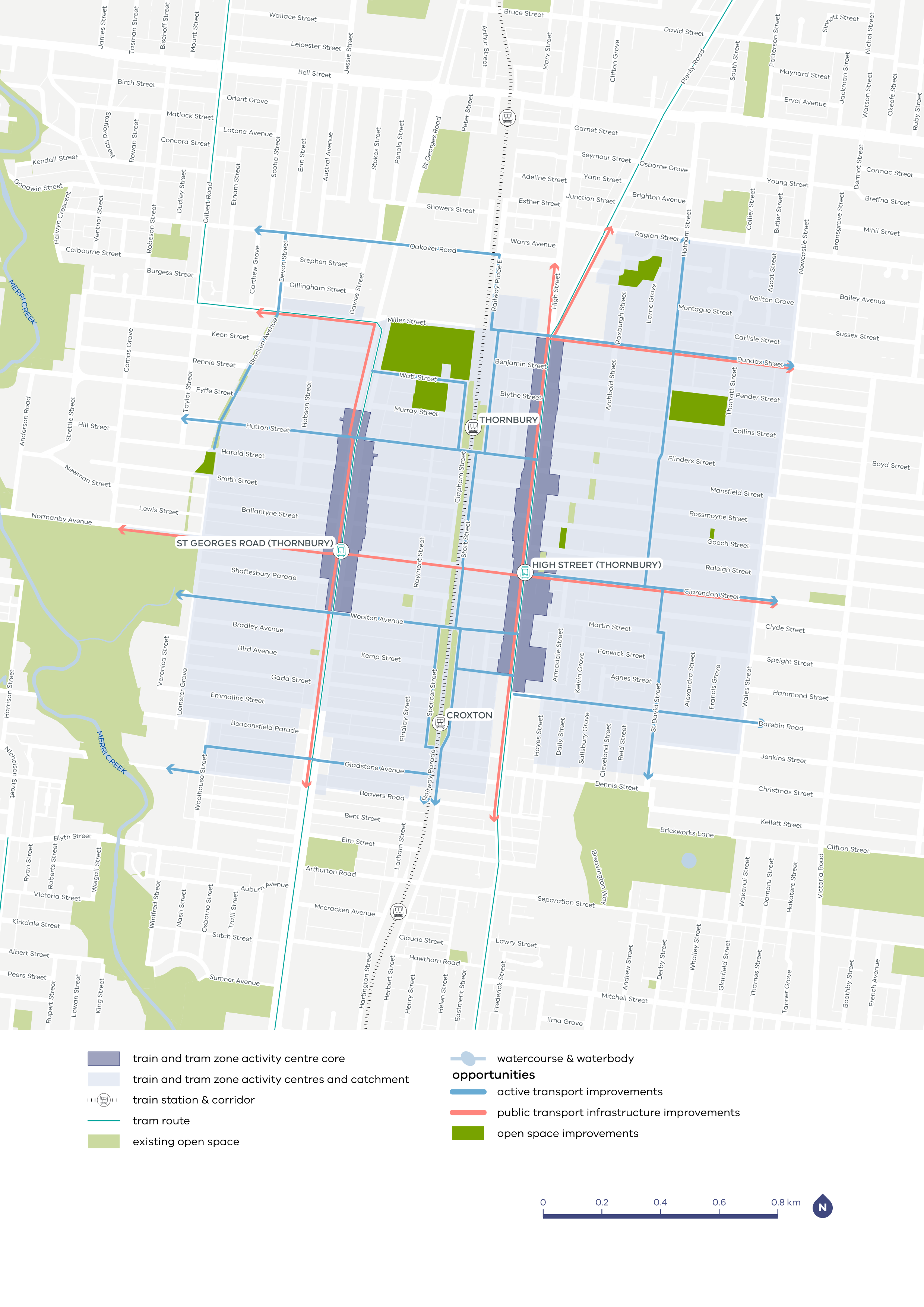 Map showing indicative improvements for Thornbury