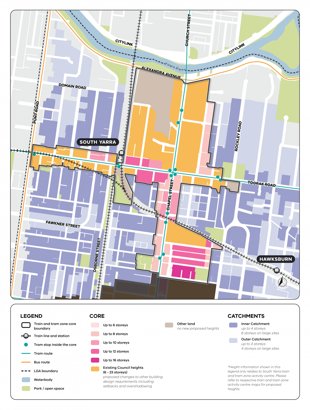 Map showing the South Yarra activity centre
