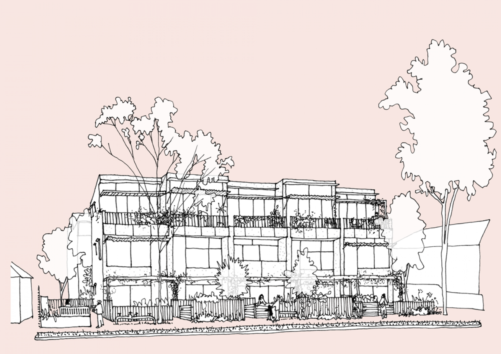 Streetview sketch (subtitle: Sketch by BoardGrove Architects)