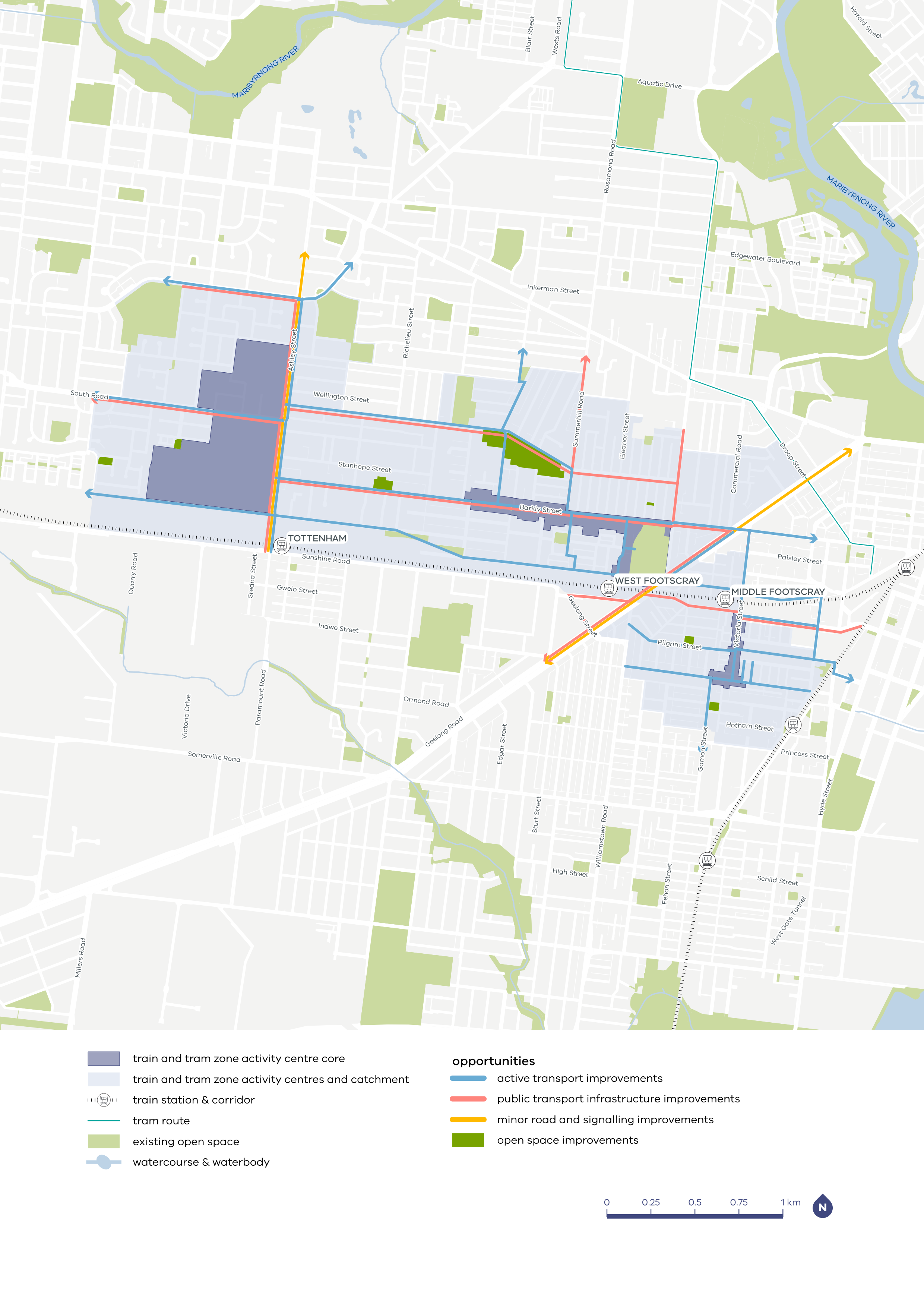 Indicative improvements for Middle Footscray to Tottenham