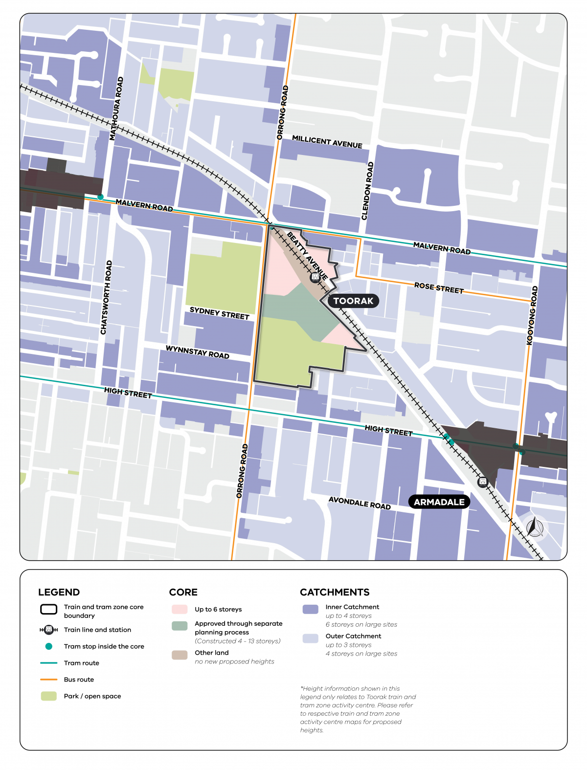 Map showing the Toorak Village activity centre